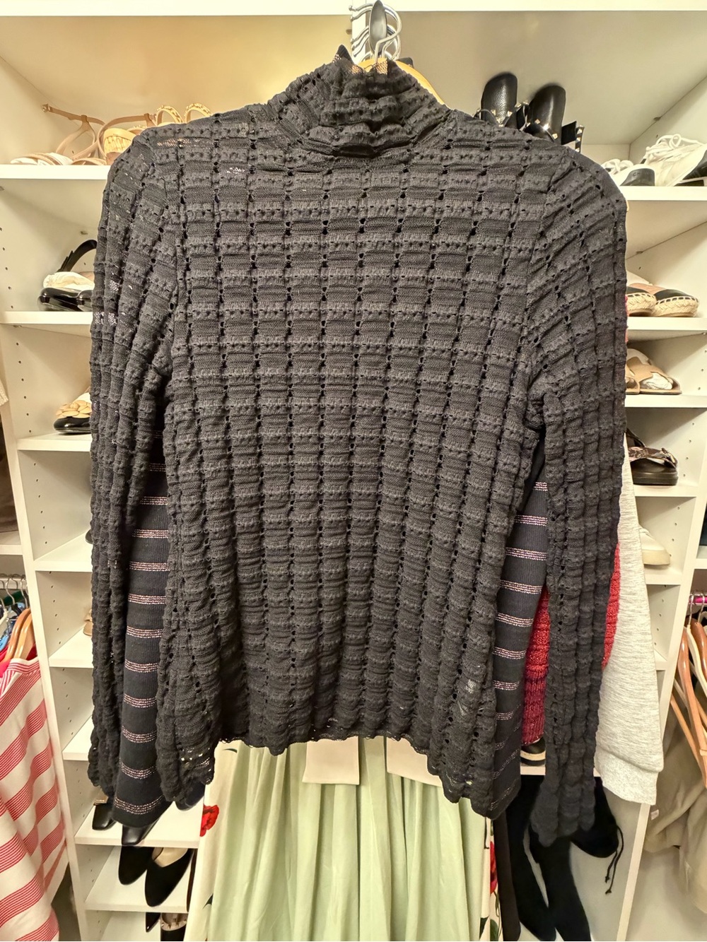 Ulla Johnson Black Open-Weave Turtleneck Sweater- size Large